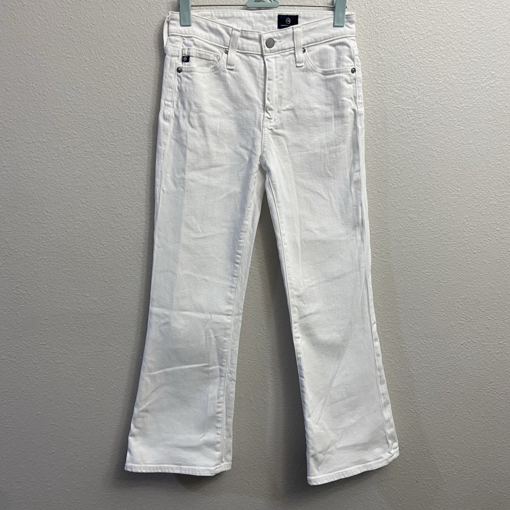 AG Adriano Goldschmied Women's The Quinne Crop Flare White Jeans Size 26 Act(24)